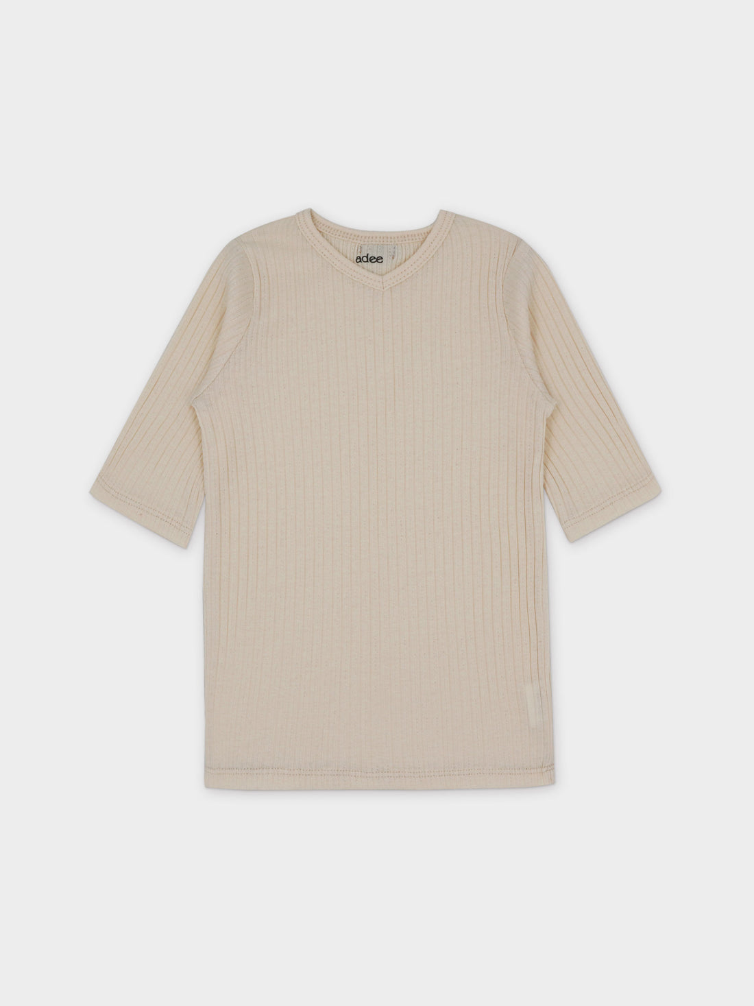Pointelle V-Neck Short Sleeve Shirt &amp; Skirt-Ivory
