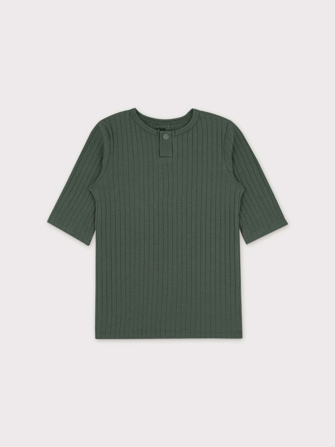 One Snap Henley 3/4 Sleeve Shirt &amp; Skirt-Green